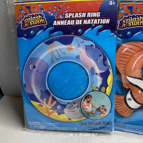 Splash-N-Swim - Beach Ball 20 in, Fish Splash Ring 22”, & Sea Life Ring 20” NEW - Picture 2 of 5